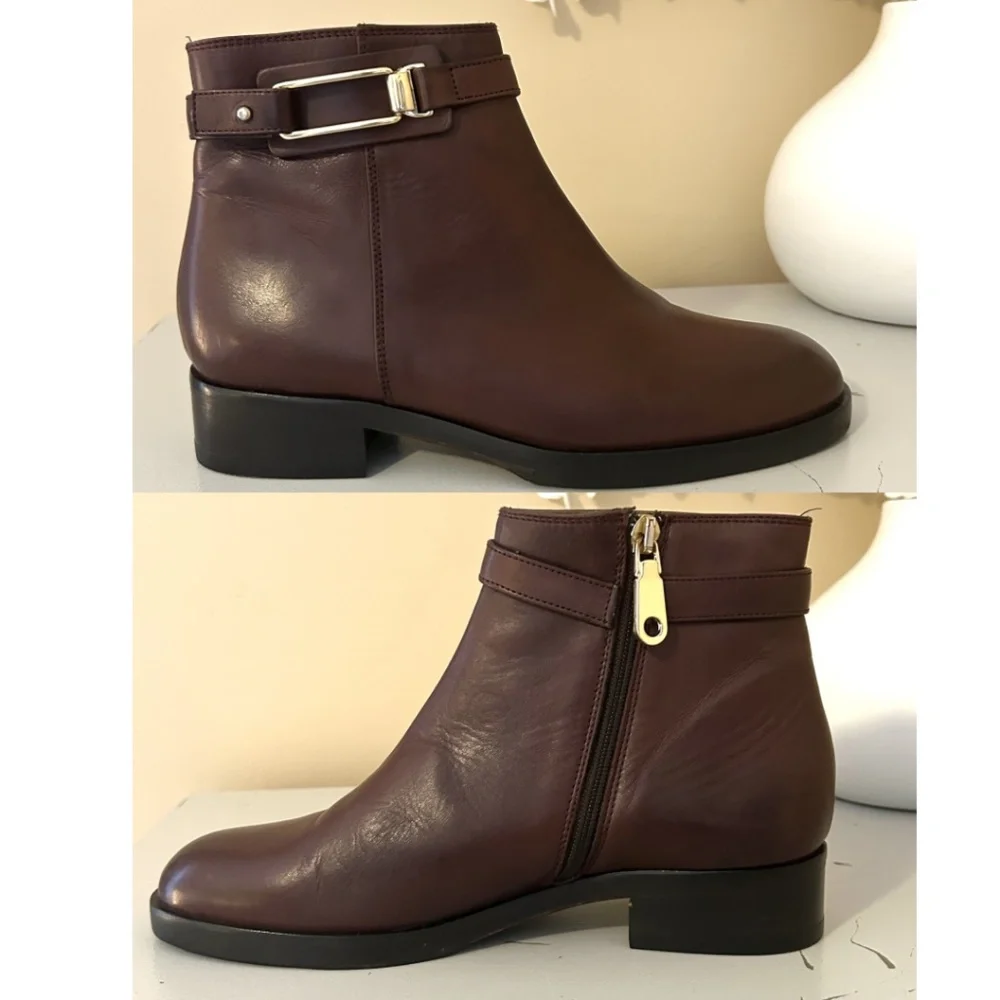 Like New La Canadienne Brown Leather Ankle Boot with Buckle Strap Size 36 - Picture 10 of 16